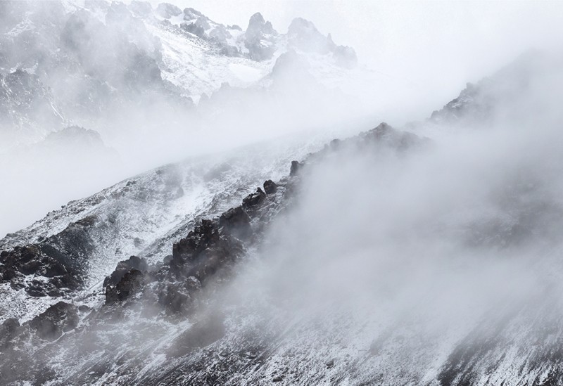Snow leopard mountain habitat in Mongolia